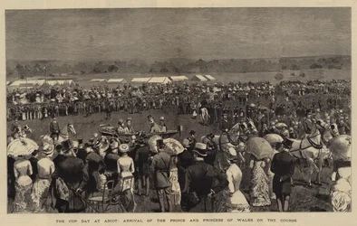 Der Cup Day in Ascot, Ankunft des Prinzen und der Prinzessin von Wales auf der Rennbahn